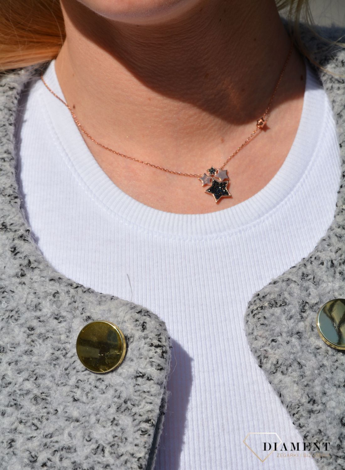 Naszyjnik srebrny gwiazdki z czarnymi cyrkoniami Dall'Acqua N BY 215 069.jpg